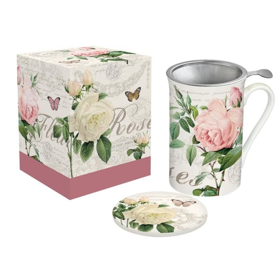 Accessoires Vert-Tiges Tasses & Mugs Avec Filtre | Coffret tisanière ROSE ANGLAISE